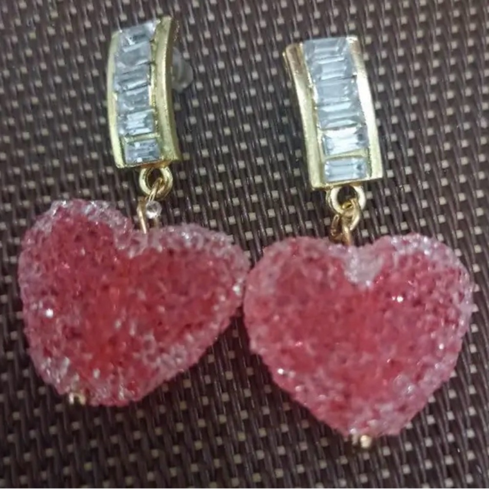 Sugar Candy Crystal heart drop earrings. New. - Picture 5 of 9